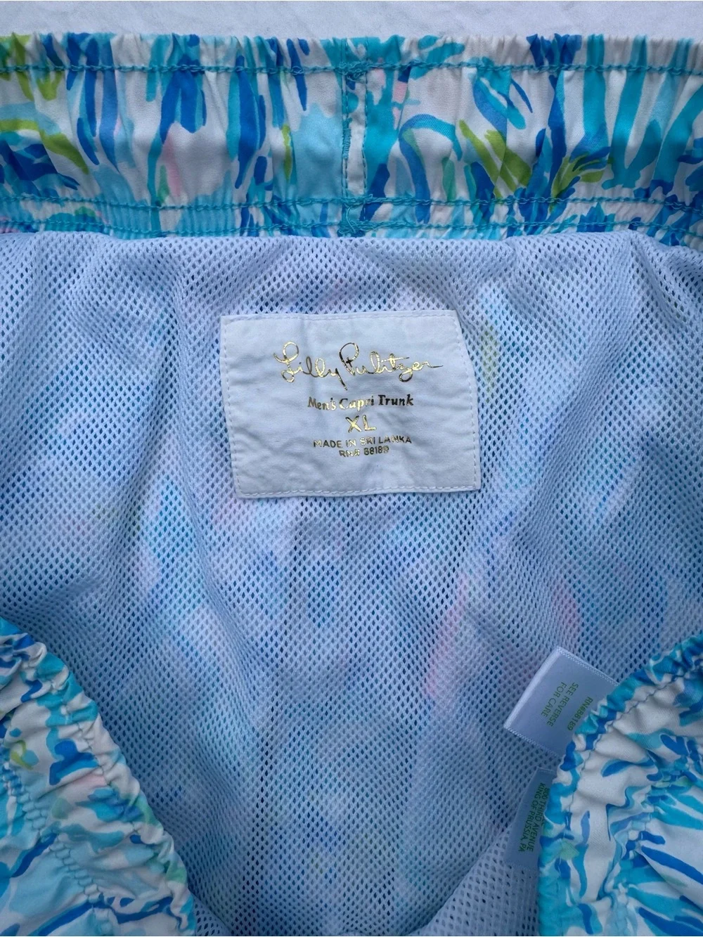 Lilly Pulitzer Men’s Blue Tropical Print Swim Trunks